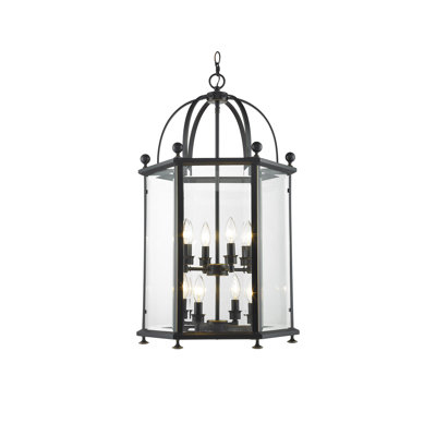 Luminaire suspendu 8 lumières bronze avec verre transparent