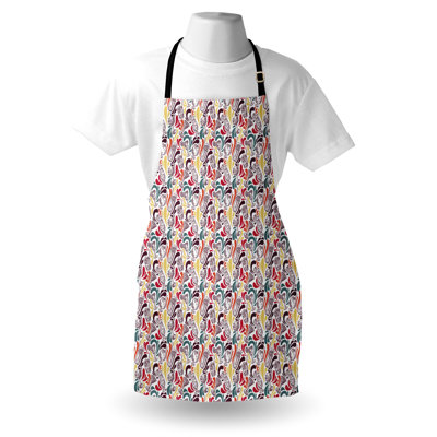 Bungalow Rose Retro Apron Unisex Vintage Cocktails Motifs Art Adult Size Multicolor