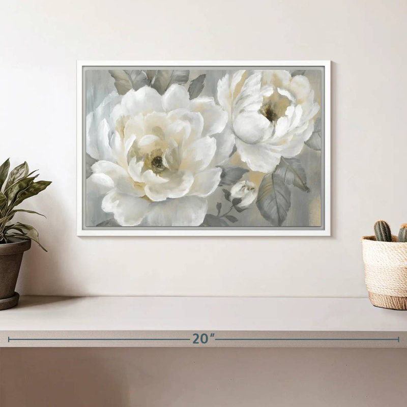 Pivoines parfaites, Cadre flottant blanc, 13 po x 9 po