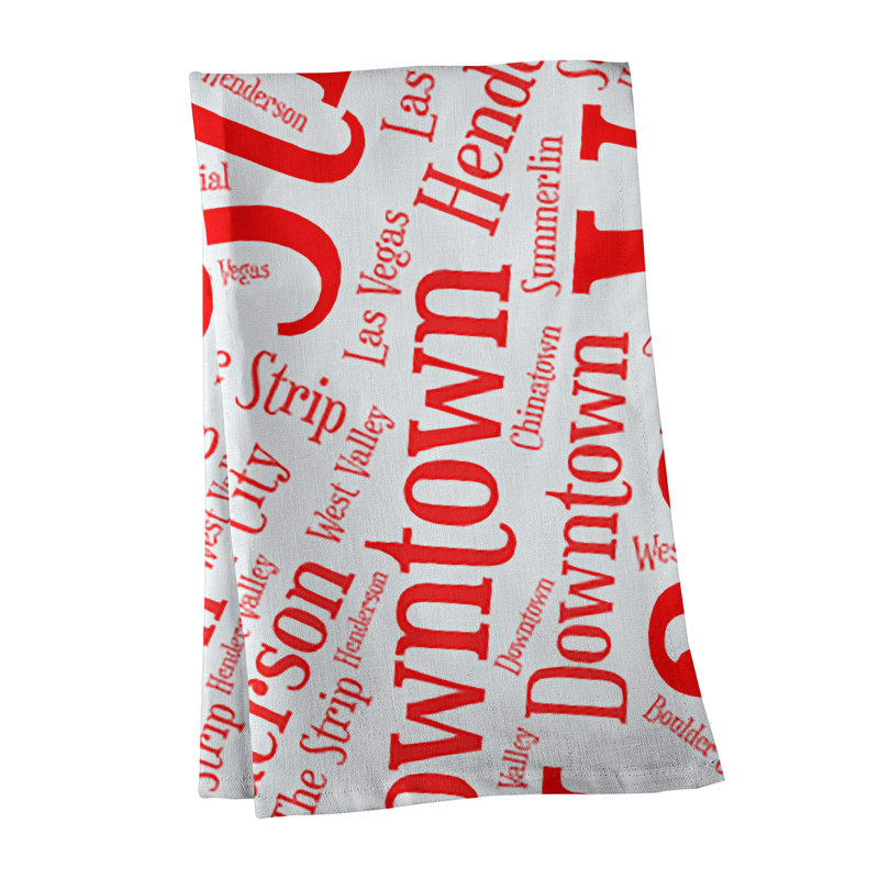 Cotton Tea Towel Kitchen Towel, Red, Las Vegas