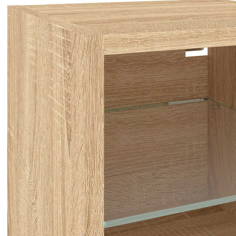  8 Piece TV Wall Units With LED Engineered Wood, Sonoma Oak
