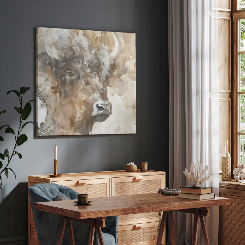 «Abstract Buffalo Portrait II», reproduction sur toile, Toile tendue, H 16 po x l 16 po x P 1,25 po