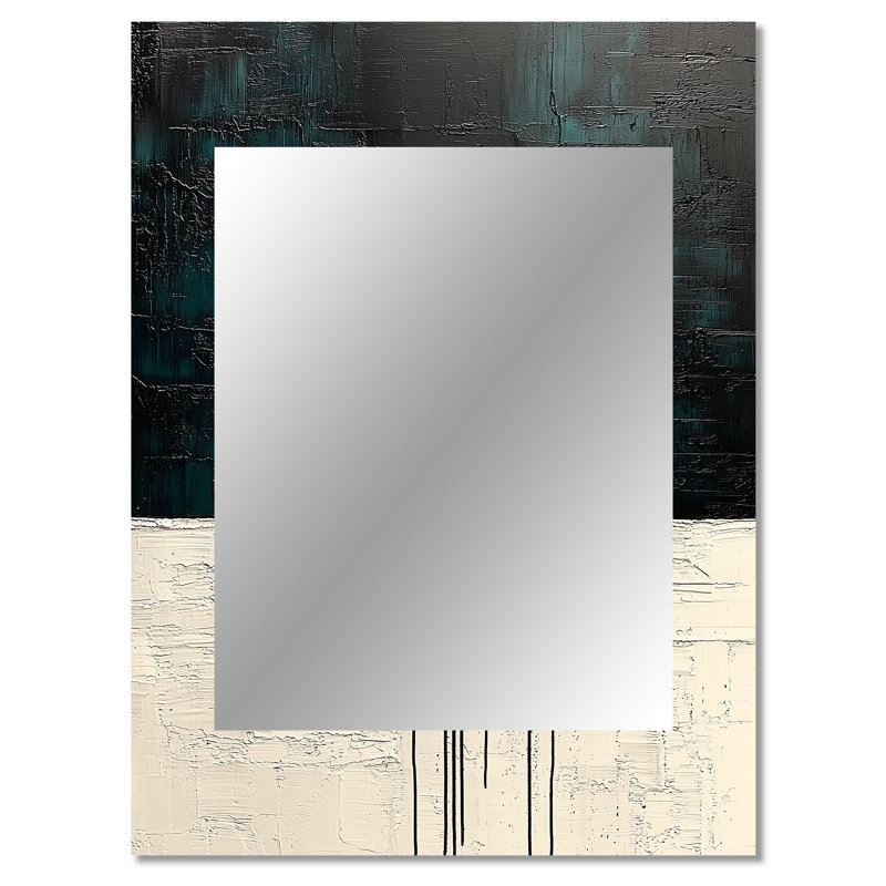 Gold And Black Moon Boundless Reverie II - Modern Decorative Mirror, Black Large Wall Mirror, Printed Metal Art, 40" x 30"