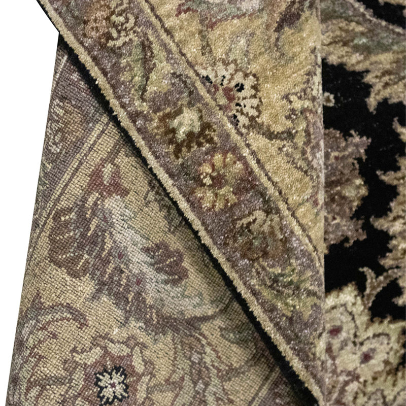 High-Quality Hand-Knotted Black And Gold Area Rug