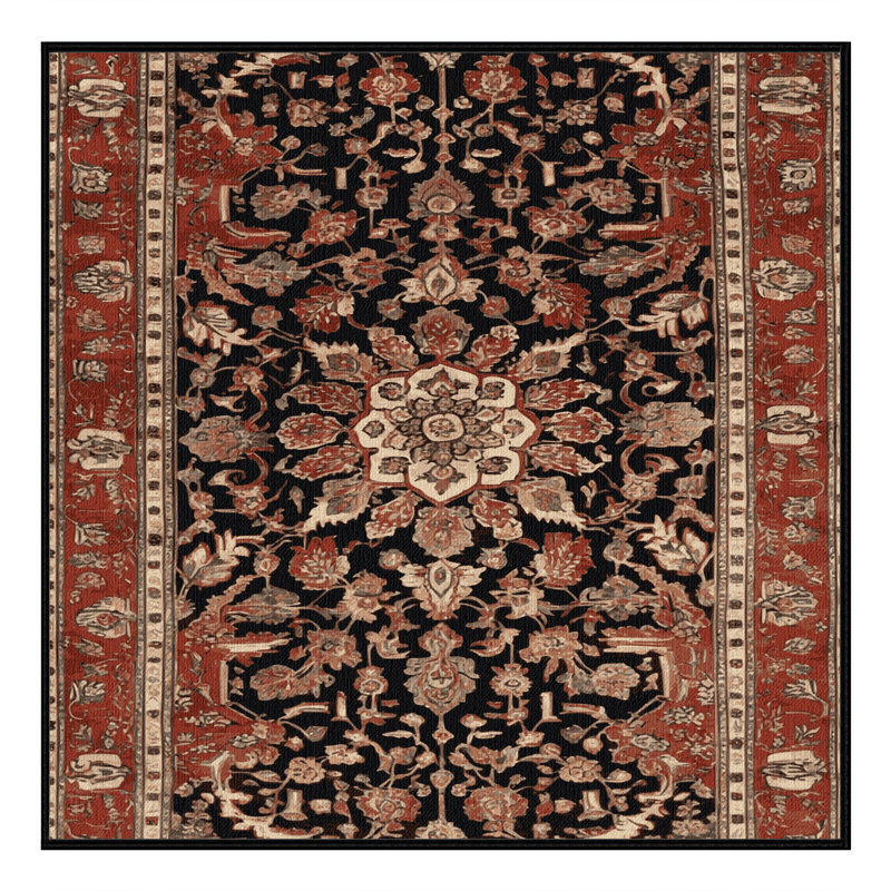 Tapis brun lavable à la machine, Carré 7 pi