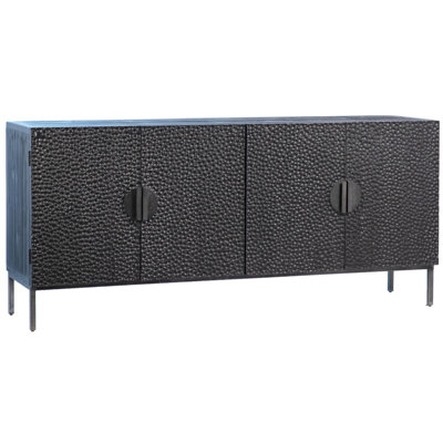 Athens 79-inch Black Reclaimed Pine and Iron Contemporary 4-Door Sideboard