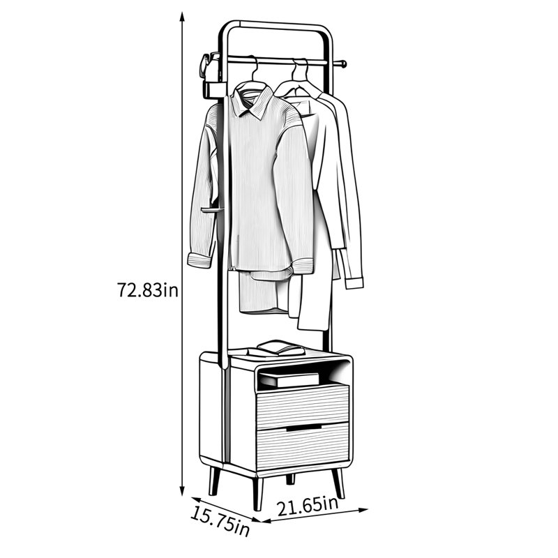 Élégante garde-robe à bord arrondi avec grand rangement