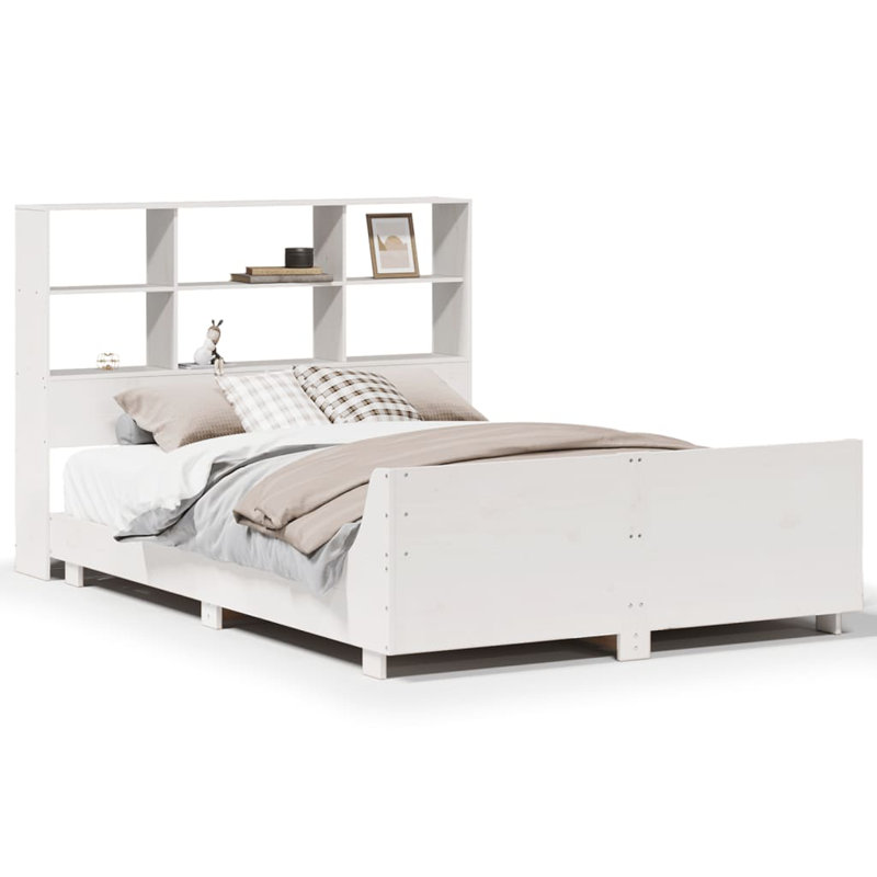 65-32 Solid Wood Bed, White, 140 x 190 cm