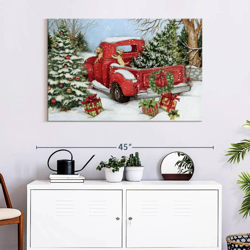 Camion rouge, H 26 po x l 39 po