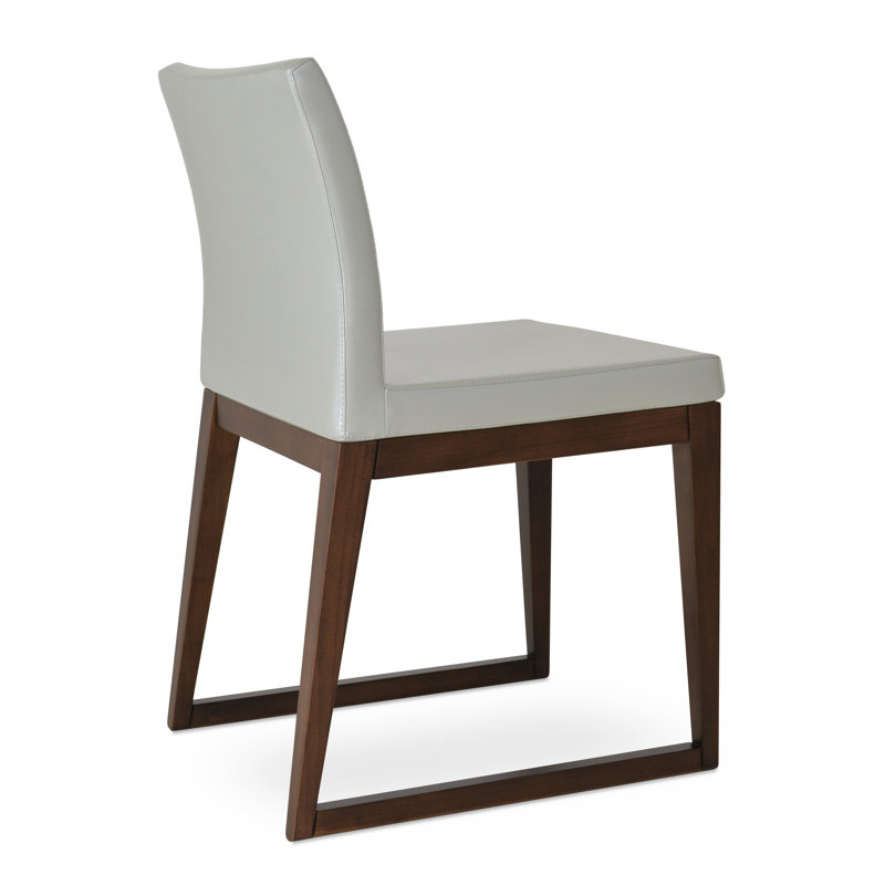 Aria Sled Wood Dining Chair, Silver PPM Faux Leather