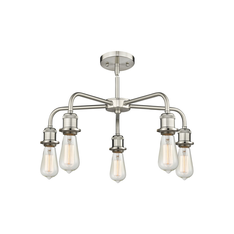 Lustre sphérique à 5 lumières Lelystad, Blanc mat, Nickel satiné