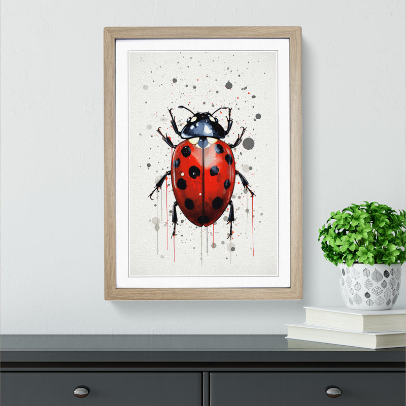 Ladybird Line - Framed Print, Oak, 34cm H x 25cm W x 2cm D
