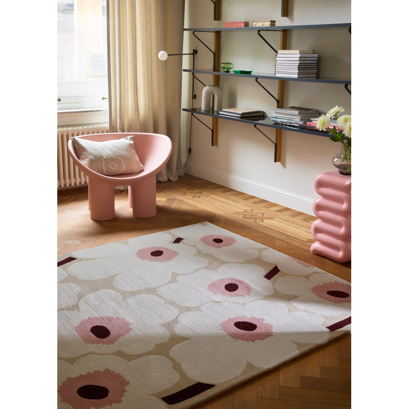 Beige-rose Unikko | 132402, Beige / Rose, Rectangle 4 pi 7 po x 6 pi 7 po