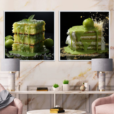 Infusion Green Dessert Cake - Baking/Baked Goods Square Collage Set Of 2
