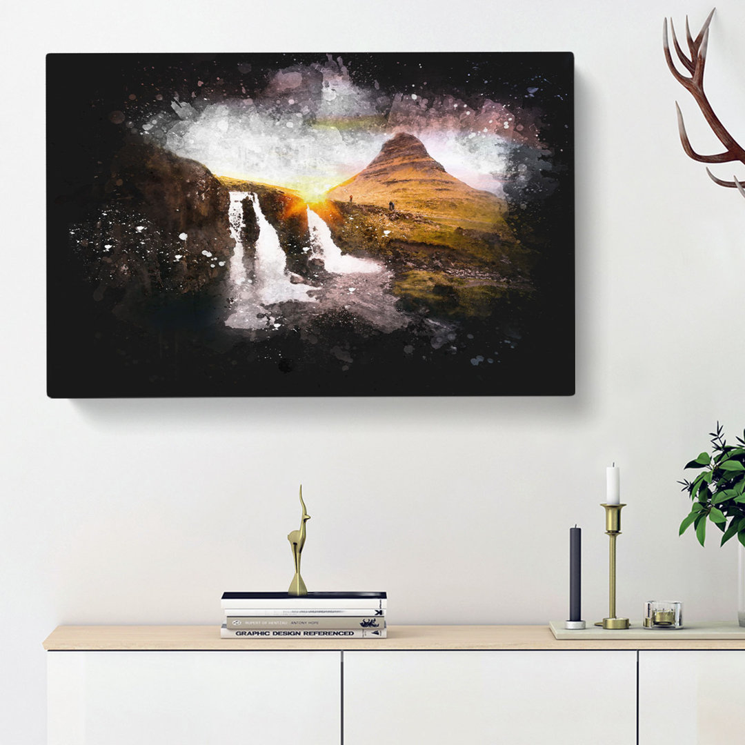 Kirkjufell Waterfalls And Mountain - Wrapped Canvas