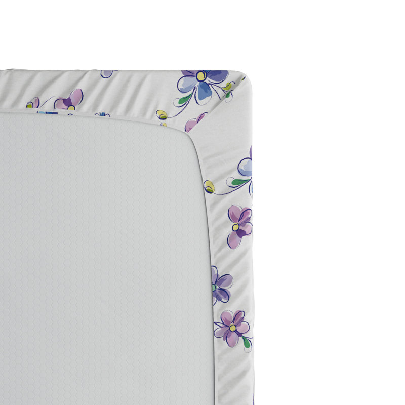 Microfiber Fitted Sheet, Twin XL Fitted Sheet, Purple/Blue Floral 1