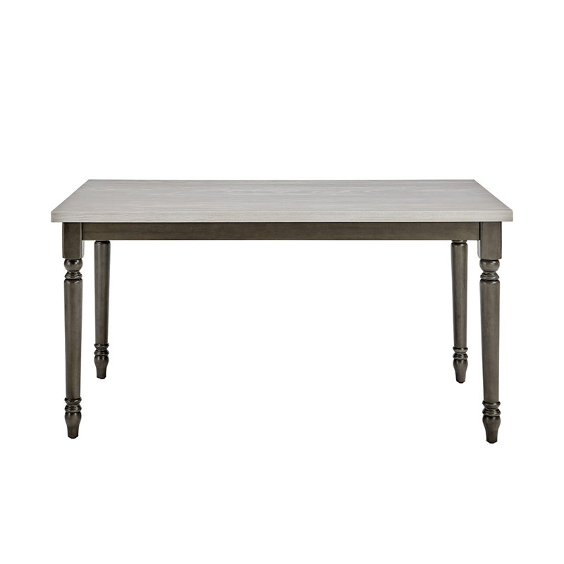 Smokey White and Dark Gray Farmhouse Solid Wood Dining Table