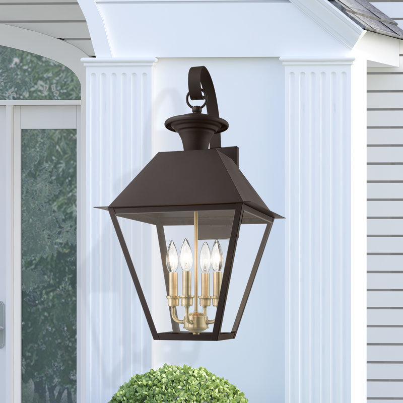 Frankly 4 - Bulb 27.5" Outdoor Wall Lantern, Bronze/Antique Brass