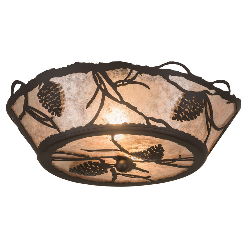 2 - Light Semi Flush Mount, 6.25" H x 16.5" W x 16.5" D, Oil Rubbed Bronze, Silver Mica
