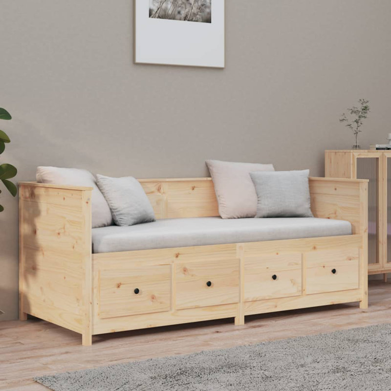 Lit de jour sans matelas vidaXL, Naturel, Lit simple