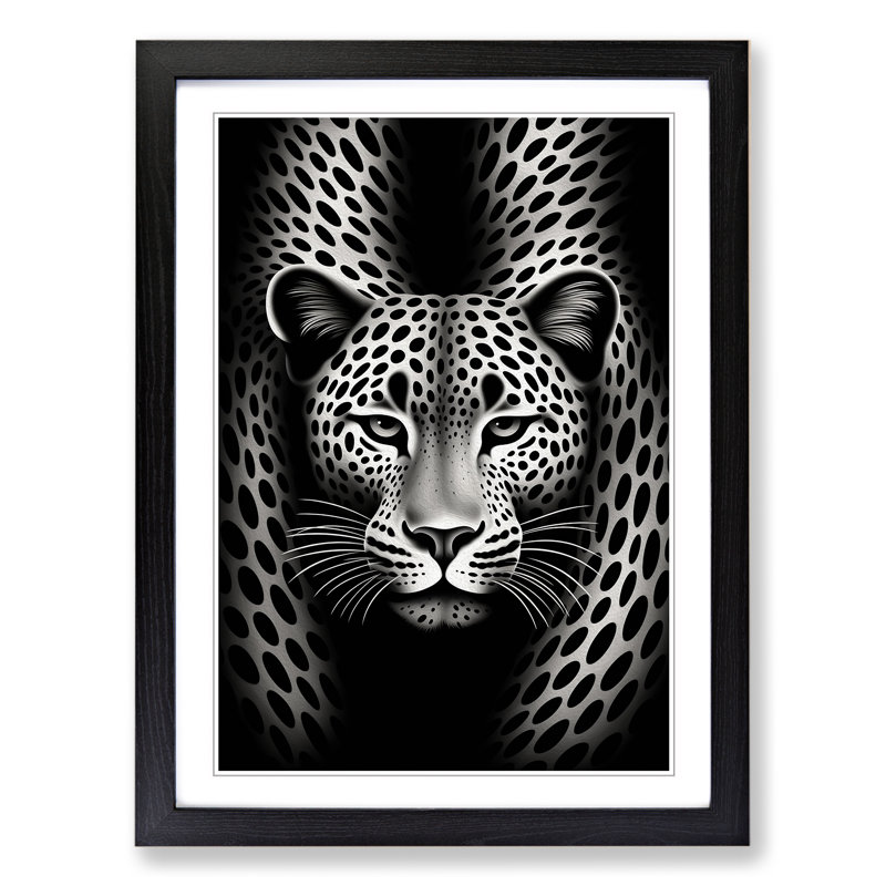 Cheetah Op - Framed Print, 46cm H x 34cm W, Black Framed