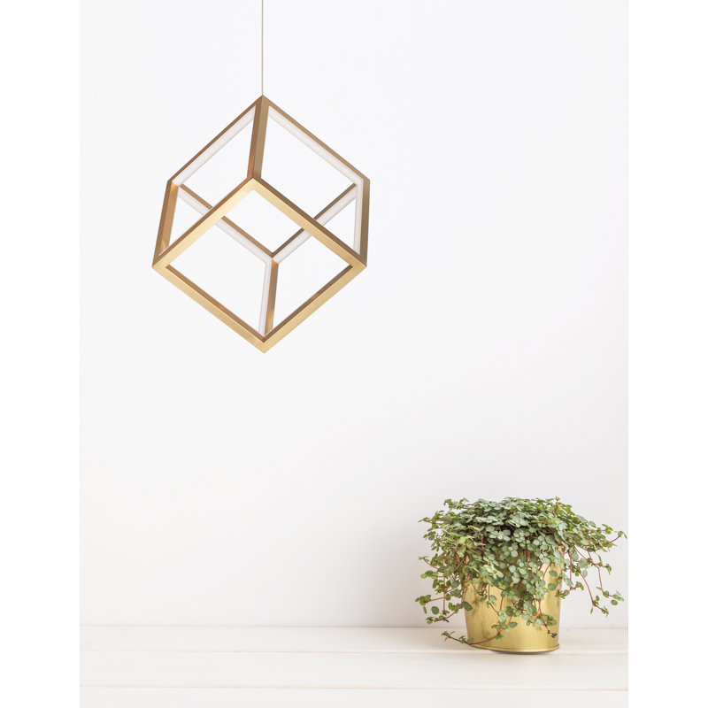 1 - Light LED Square/Rectangle Pendant, Gold