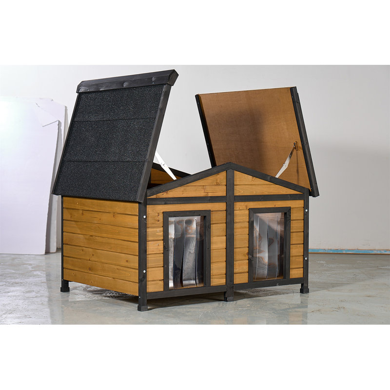 Large Outdoor Wooden Dog House With Dual Doors