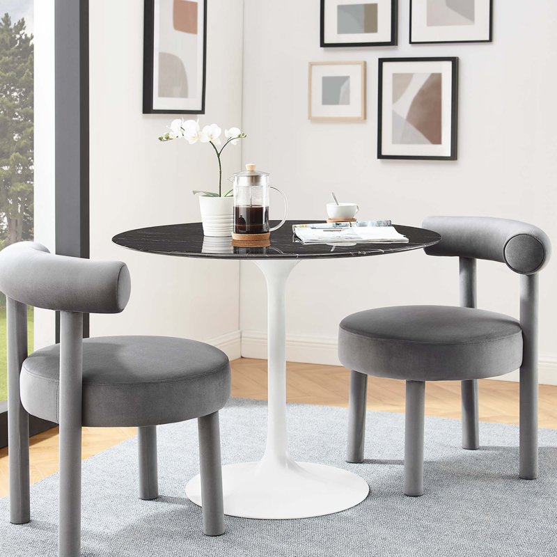 Table de bar Lippa, plateau rond en marbre artificiel, par Modway, Table standard (hauteur de 28,5 po), L 36 po x L 36 po