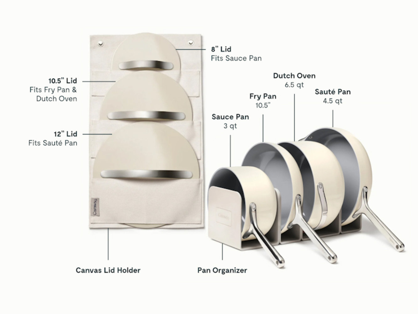 Caraway Ceramic Non-Stick Cookware Set, Cream