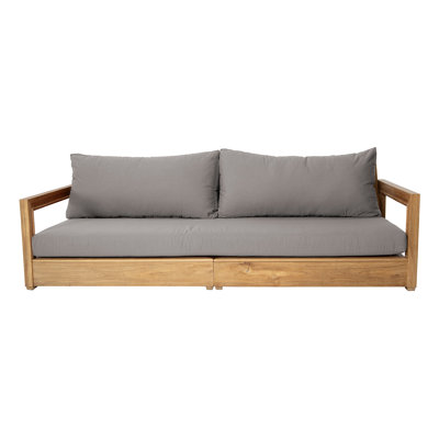 Crelake 107'' Wide Rectangular Teak Patio Sofa with Sunbrella® Cushions