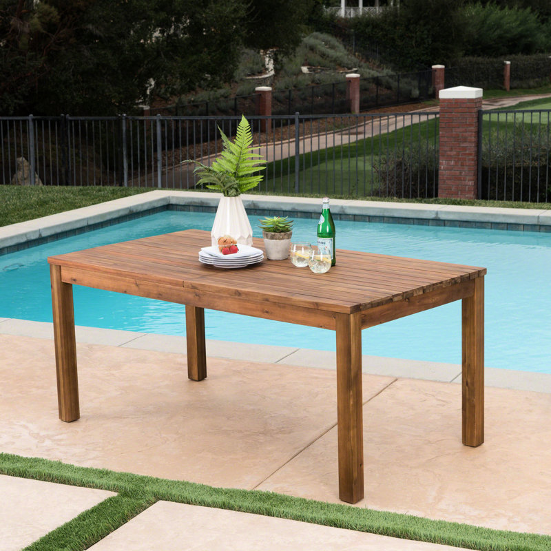 Table de patio extensible en bois de style rustique avec détails pour l'extérieur