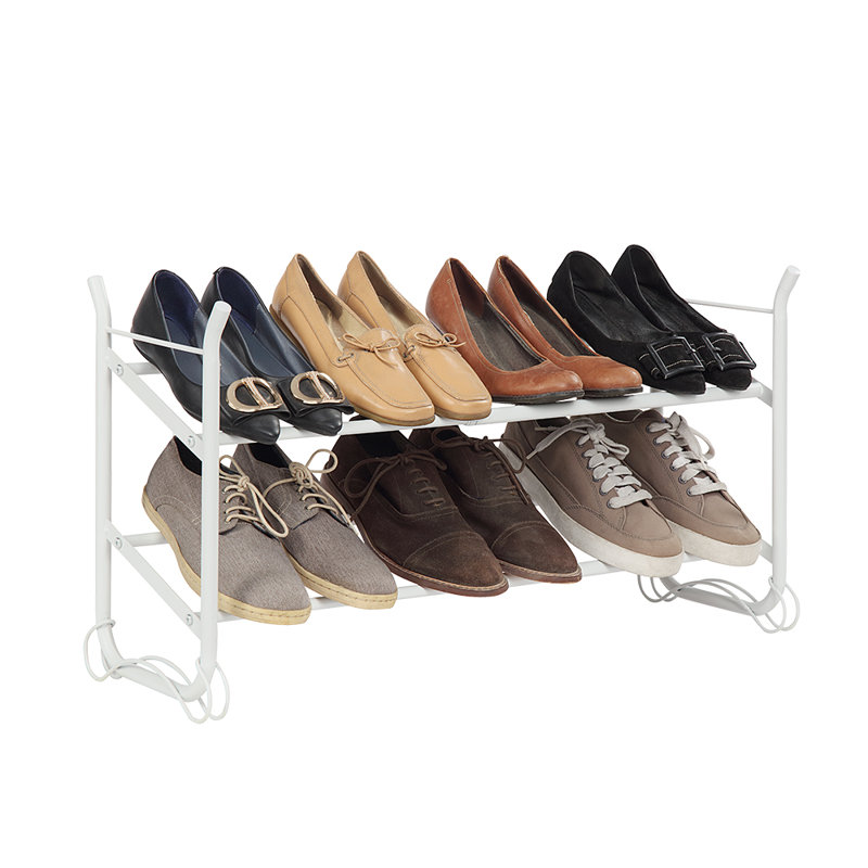 Expandable & Stackable 2-tier Shoe Rack, White