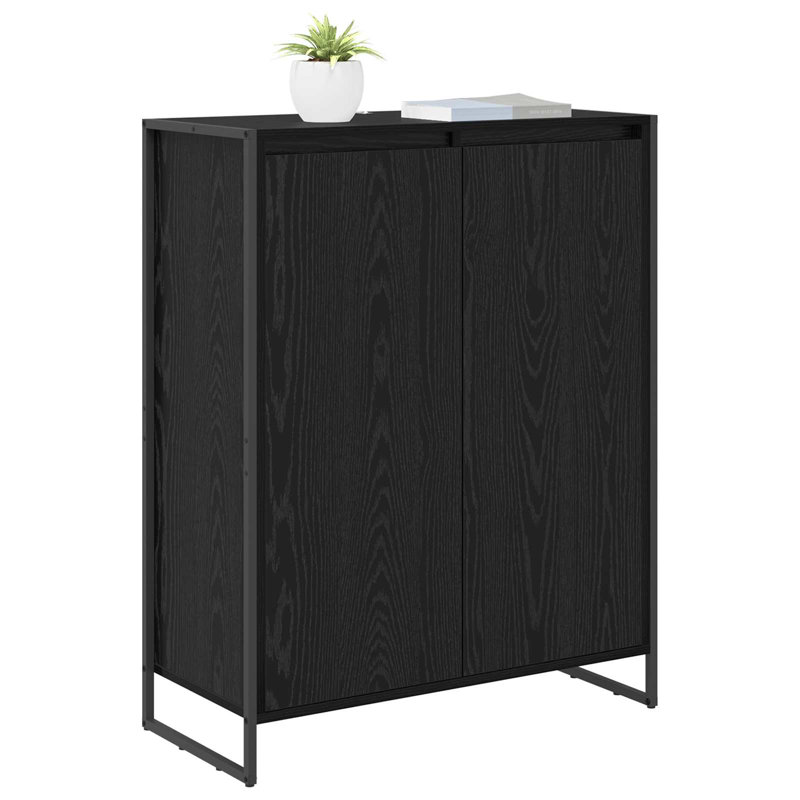4 Pair Shoe Storage Cabinet, Black Oak