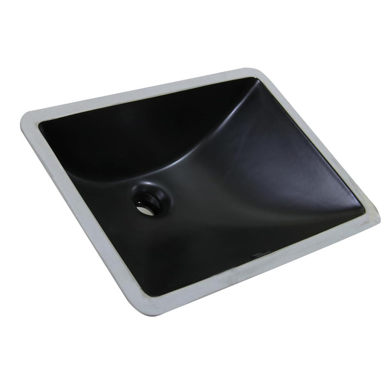Lavabo de salle de bain rectangulaire encastrable 18 po - Porcelaine noir mat, P 13,5 po x l 21 po, petit meuble-lavabo moderne pour espaces compacts
