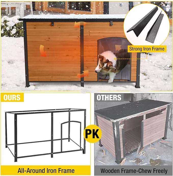 Solid Wood Portable Insulated Igloo Style Dog House