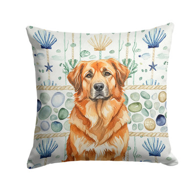 Red Leonberger Coastal Sea Glass Throw Pillow
