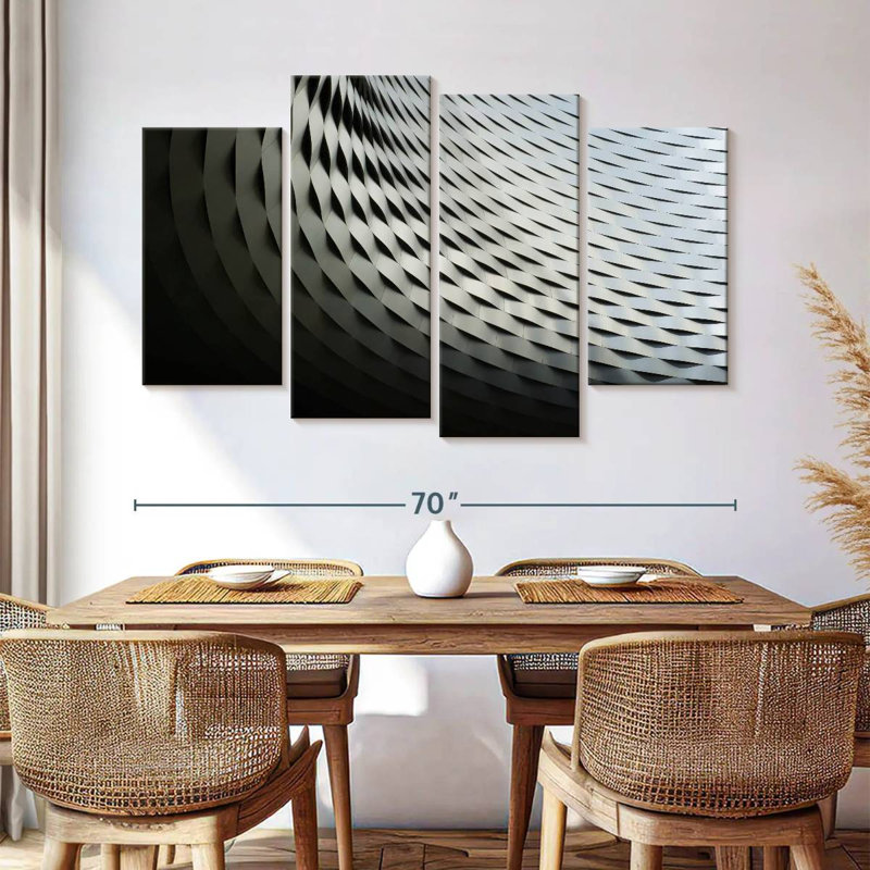 Lilie Abstract Silver Structure, 42" H x 68" W