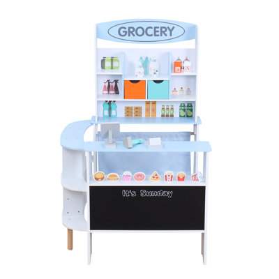 Épicerie-jouet, ensemble de jeu d'épicerie pour tout-petit, épicerie de jeu de jeu, magasin de jeu de jeu en bois avec comptoir de caisse, modèle de casse-croûte