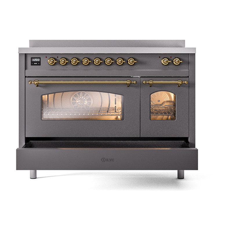 ILVE Nostalgie II 48 in Induction Range, Graphite Matte/Brass