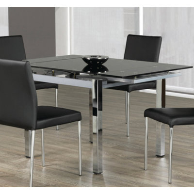 Rider Extendable Glass Top Metal Base Dining Table