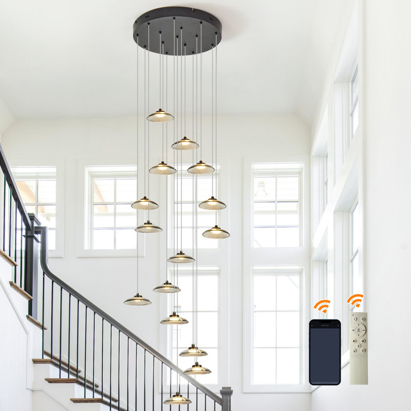 15 - Light Cluster LED Dimmable Pendant Light Long Staircase Chandelier
