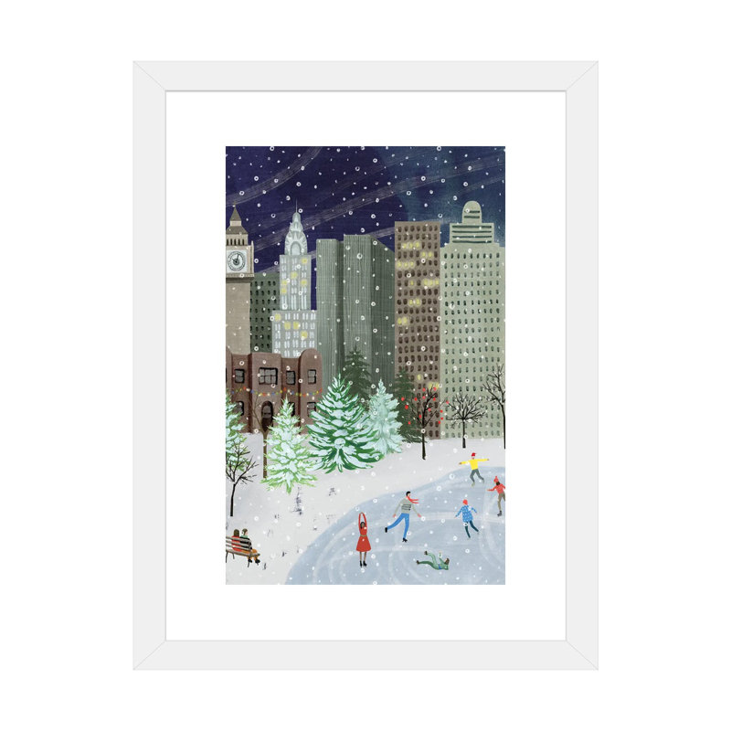 «Christmas in the City I» par Grace Popp - impression d'art graphique, Blanc, H 32 po x l 24 po x P 1 po