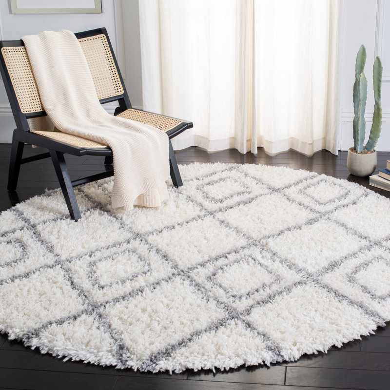 Renfro Moroccan Tassel Shag Performance Geometric Rug, Round 6'7"