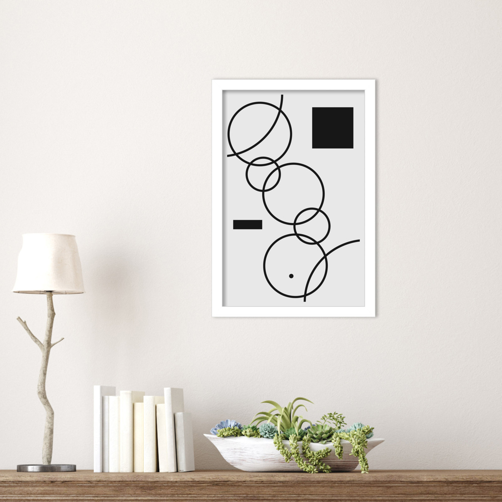 Minimal Shapes No. 1 Print, White, 17" H x 12" W x 1" D