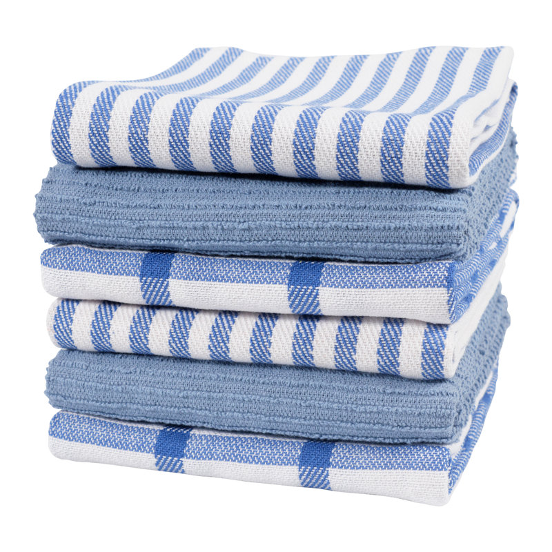 Ensemble de 6 serviettes de cuisine Kaf Home Premium 100% coton, 18 po x 28 po, Blue