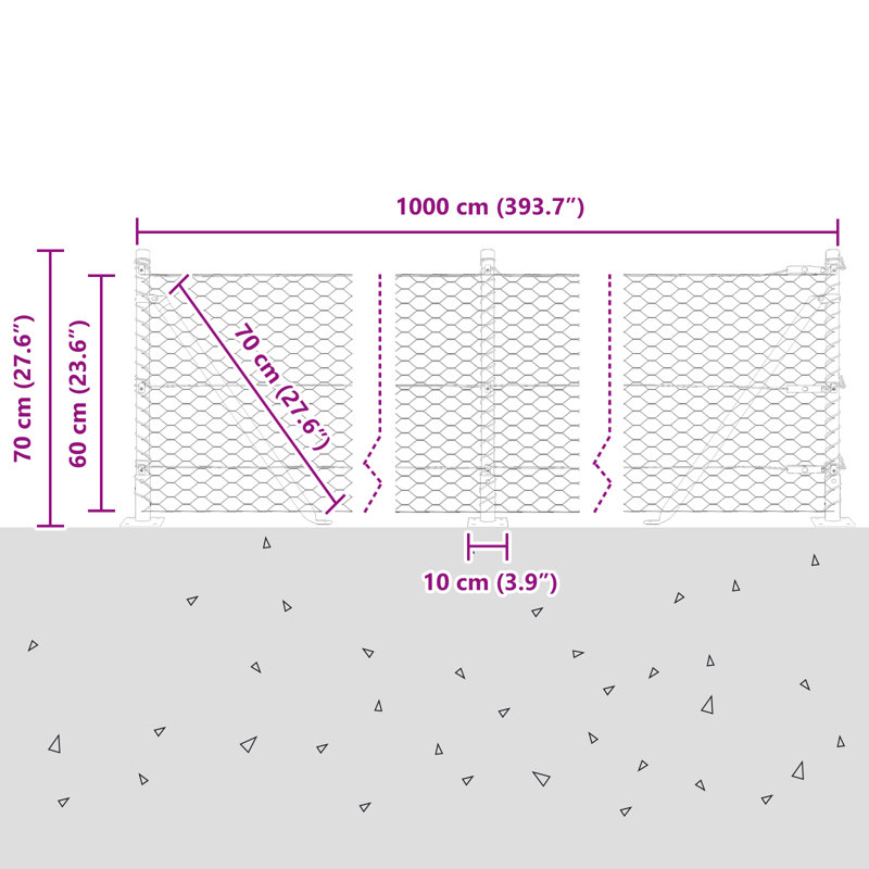 Vidaxl Hexagon Fence Green Steel, 60cm H x 1000cm W