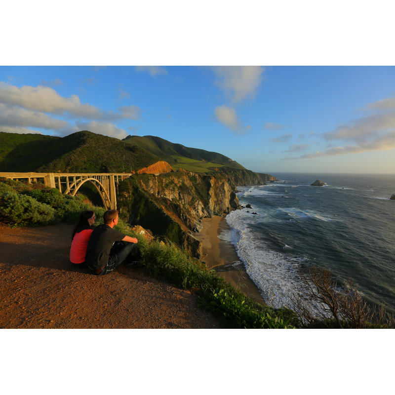 Couple enjoys the ocean view 1 Piece Wrapped Canvas Wall Art, 20cm H x 30cm W