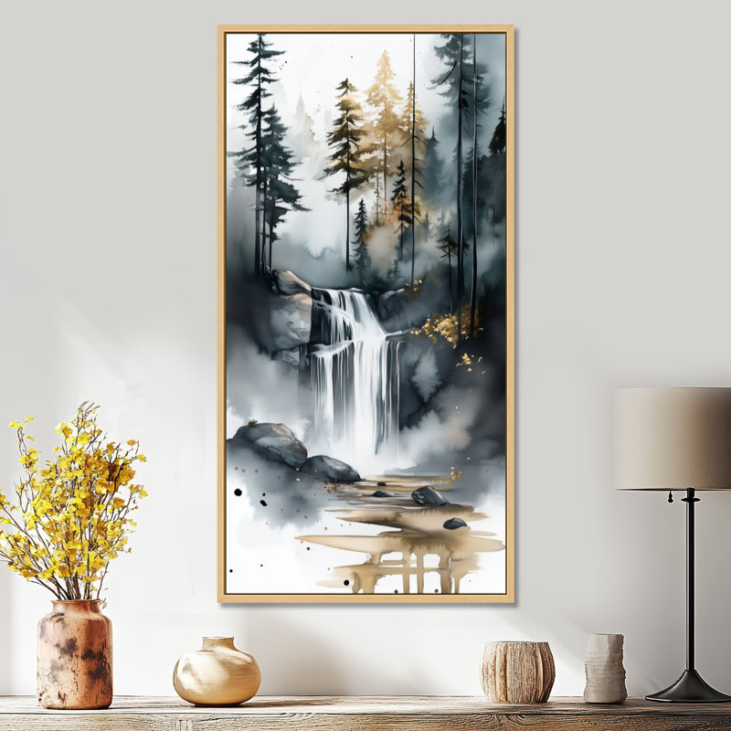 «Gray Gold Chamberlin III - Gray Dramatic Large», reproduction d'art sur toile encadrée nature, H 20 po x l 12 po