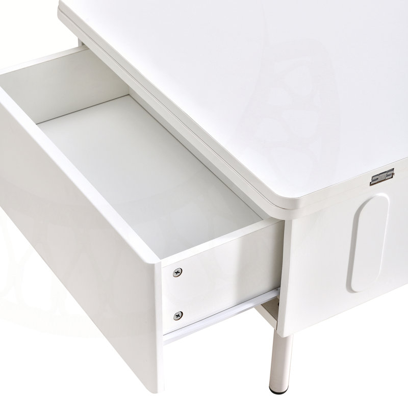 Lift-Top Coffee Table With 2 Drawers And Storage, White
