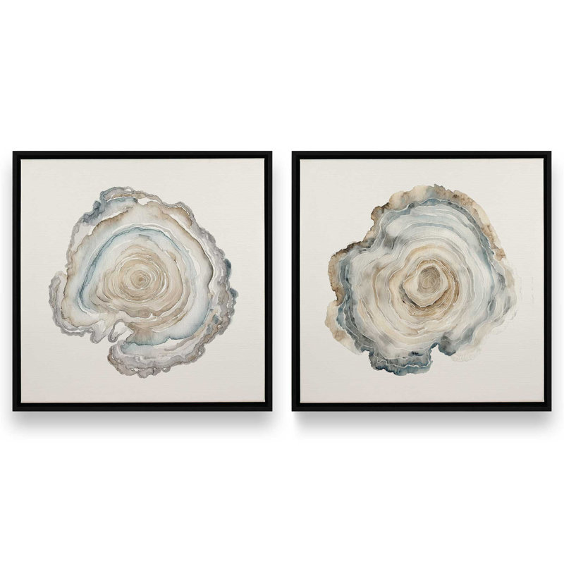 Ensemble de 2 imprimés de veines océaniques, 16 po x 16 po, Cadre flottant noir satiné